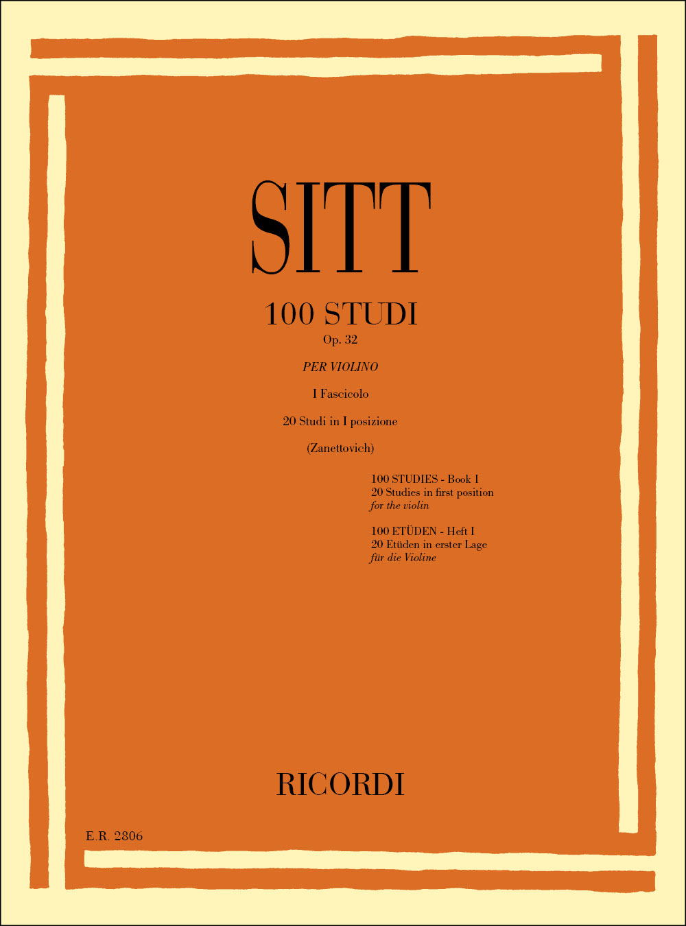 RICORDI 100 Studi Op. 32 per Violino - Volume 1