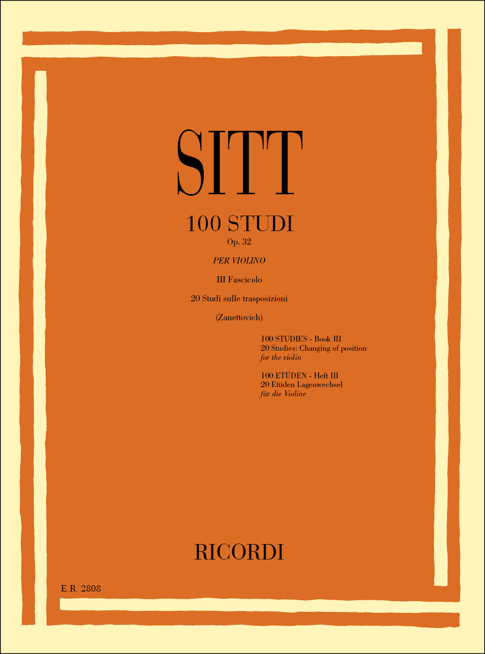 RICORDI 100 Studi Op. 32 per Violino - Volume 3
