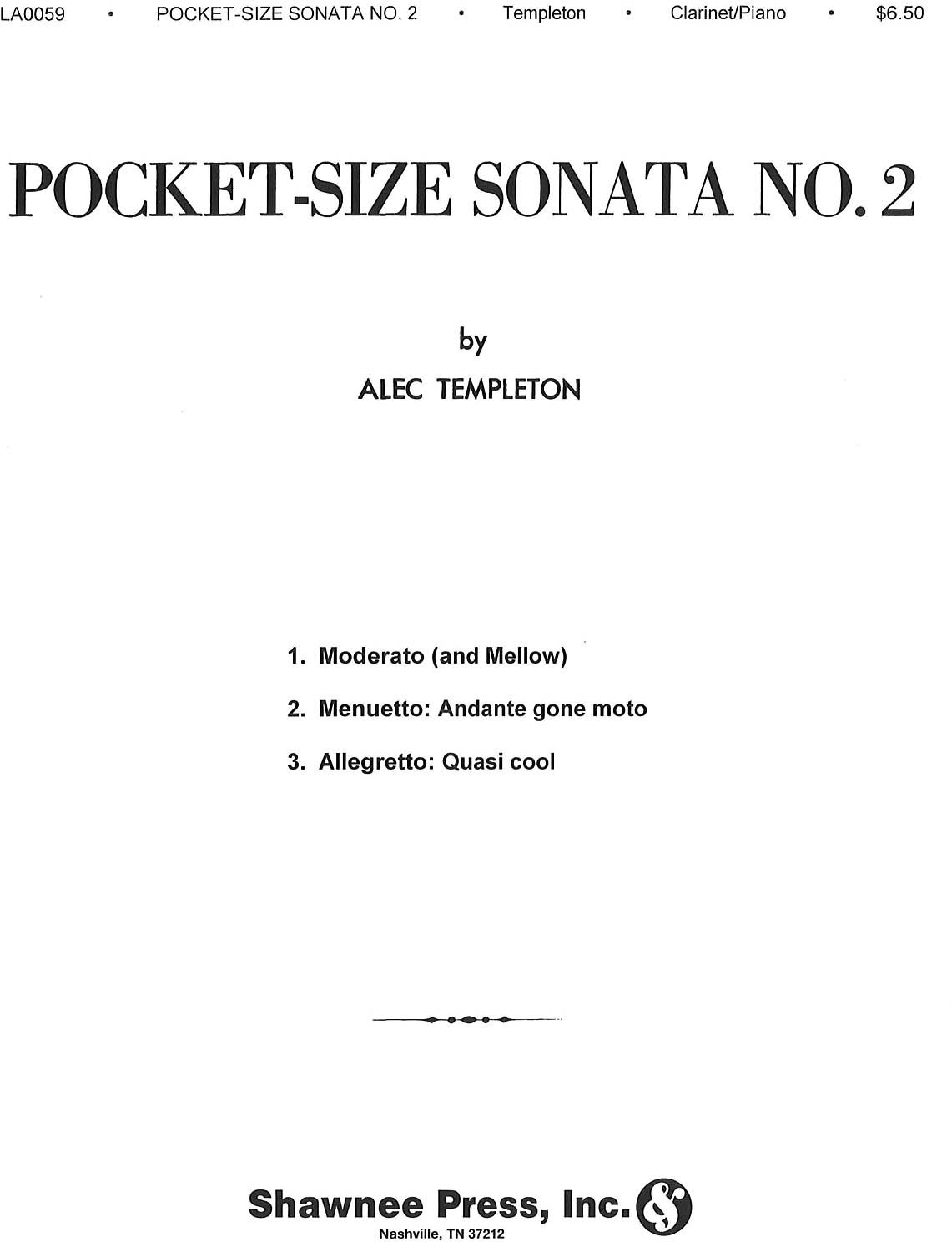 SHAWNEE PRESS Pocket Size Sonata No. 2