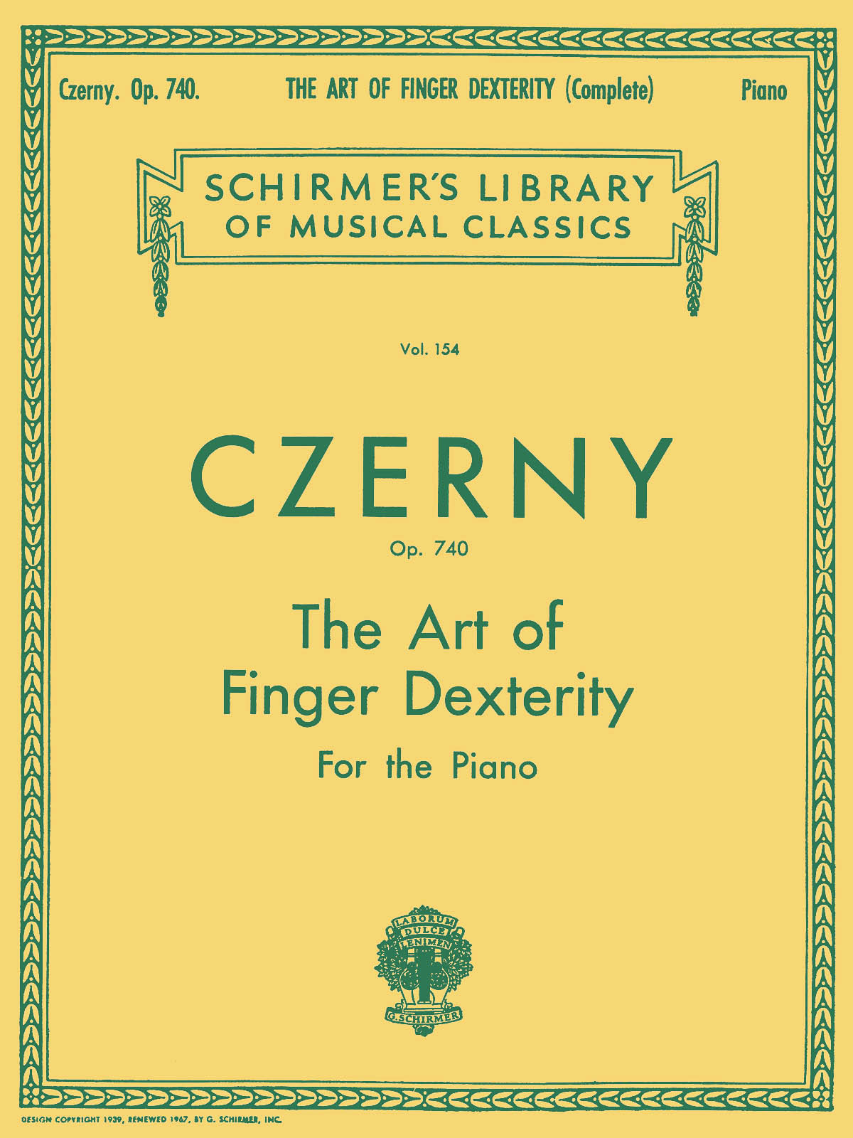 SCHIRMER Art of Finger Dexterity, Op. 740 (Complete)