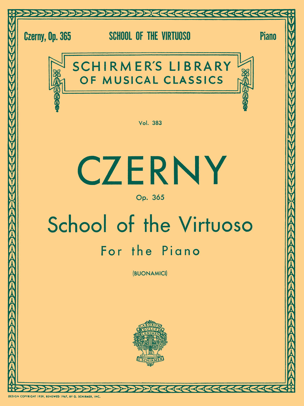 SCHIRMER School of the Virtuoso, Op. 365