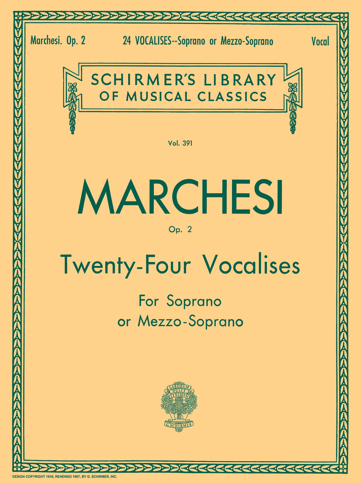 SCHIRMER 24 Vocalises, Op. 2