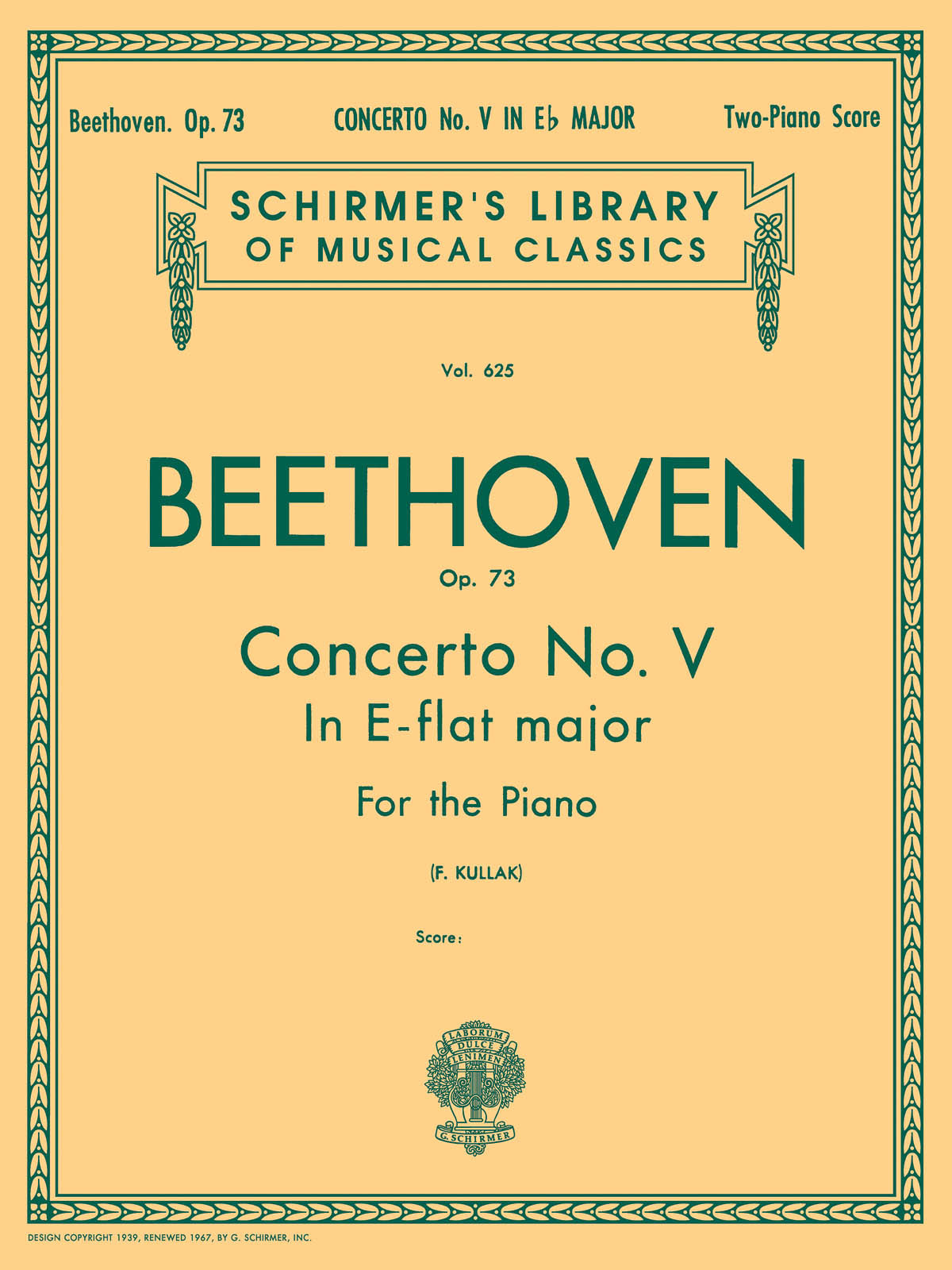 SCHIRMER Concerto No.5 In E-Flat 'Emperor' Op.73