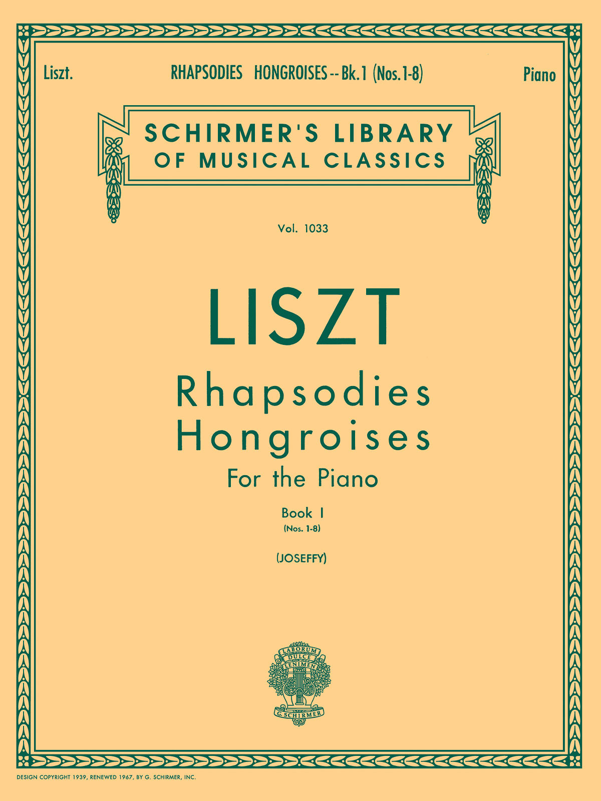 SCHIRMER Rhapsodies Hongroises - Book 1: Nos. 1 - 8