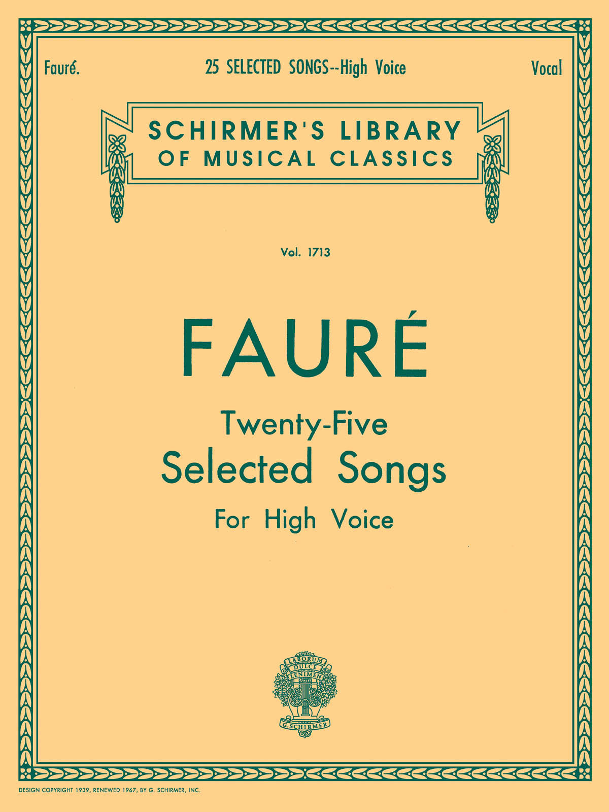SCHIRMER 25 Selected Songs
