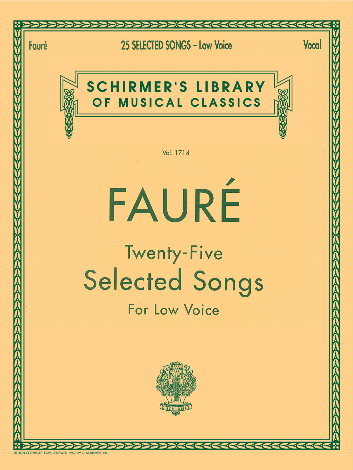 SCHIRMER 25 Selected Songs