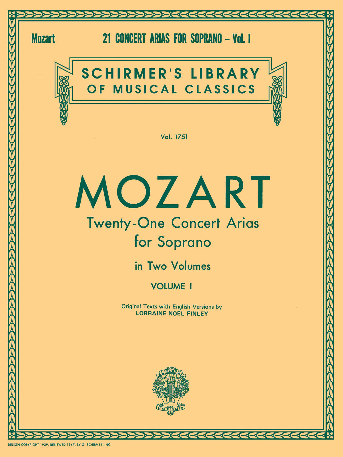 SCHIRMER 21 Concert Arias for Soprano - Volume I