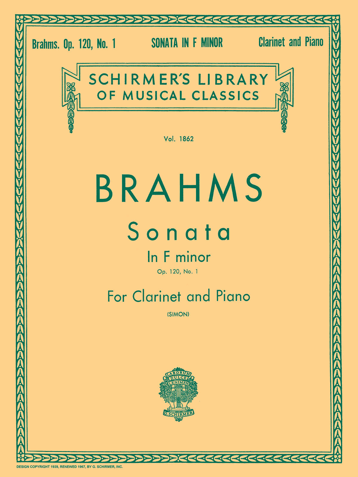 SCHIRMER Sonata in F Minor, Op. 120, No. 1