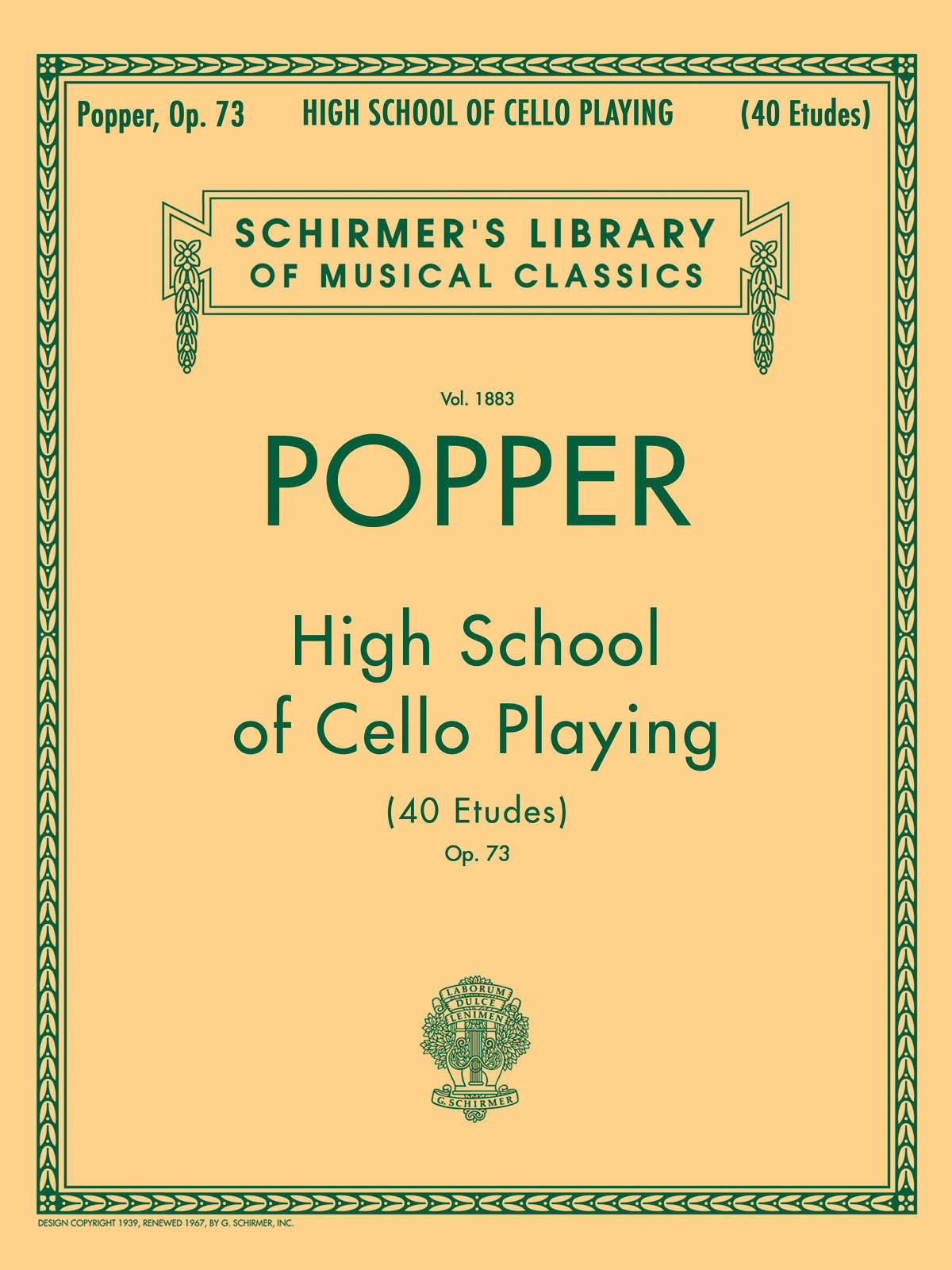 SCHIRMER High School of Cello Playing (40 Etudes), Op. 73