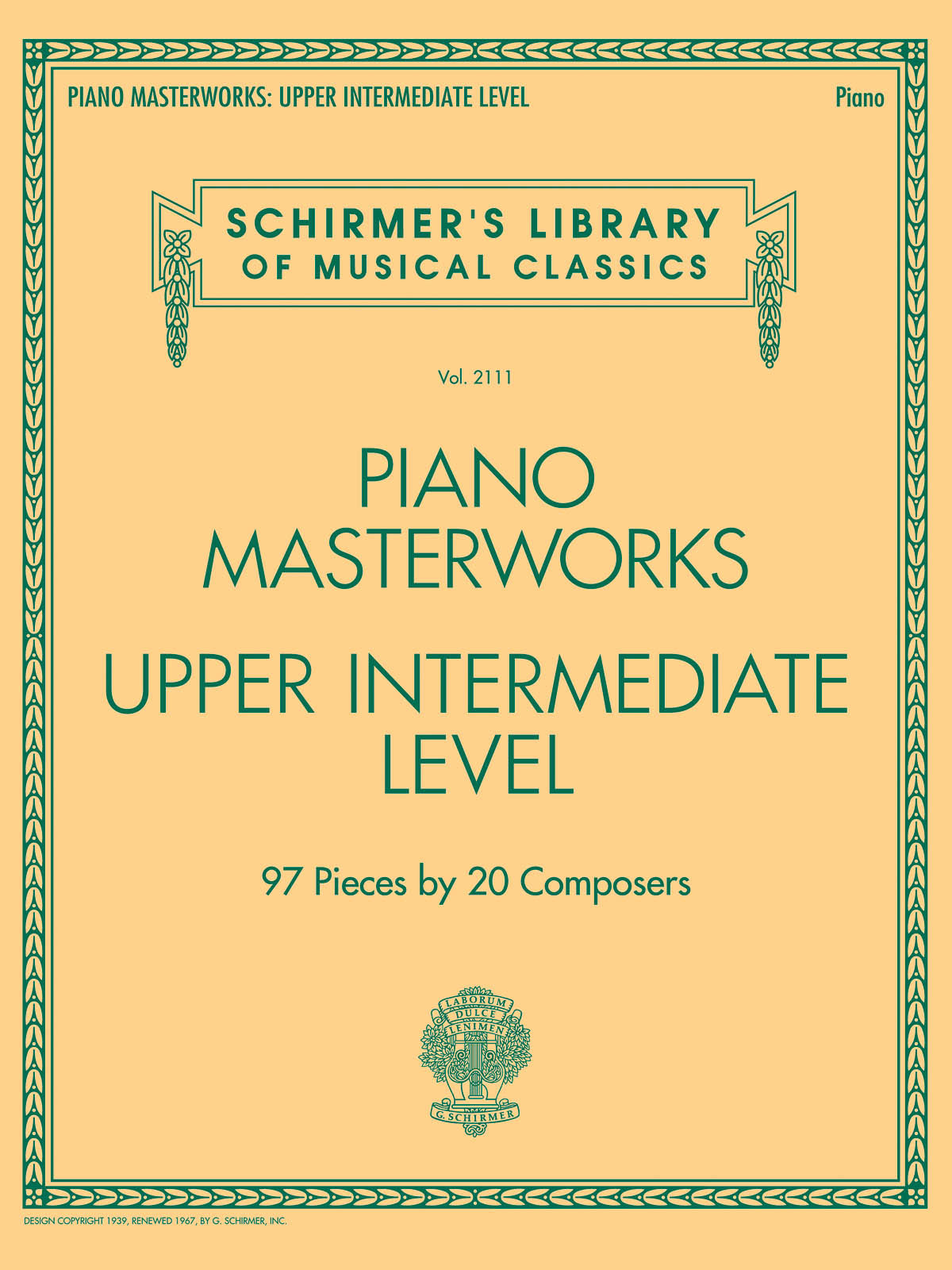 SCHIRMER Piano Masterworks - Upper Intermediate Level