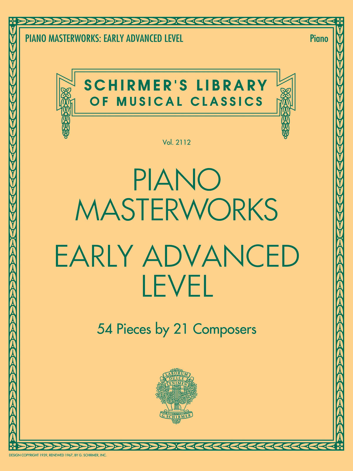 SCHIRMER Piano Masterworks - Early Advanced Level