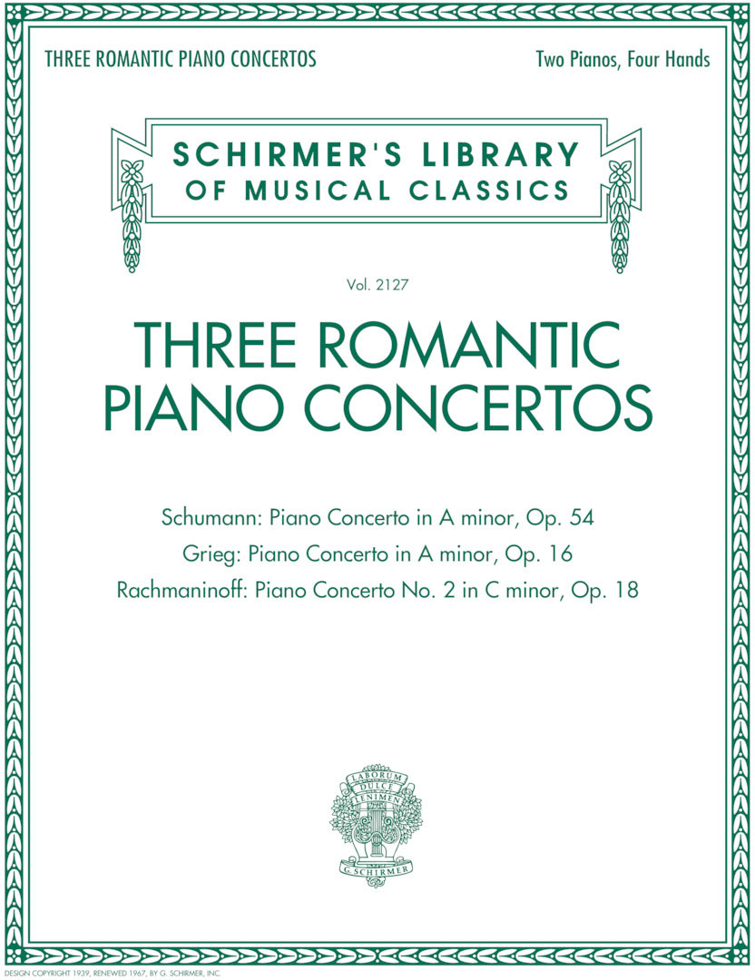 SCHIRMER Three Romantic Piano Concertos