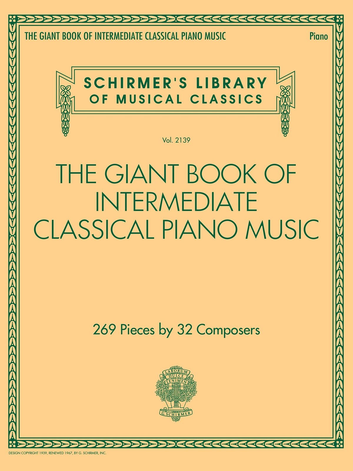 SCHIRMER Giant Book of Intermediate Classical Piano Music
