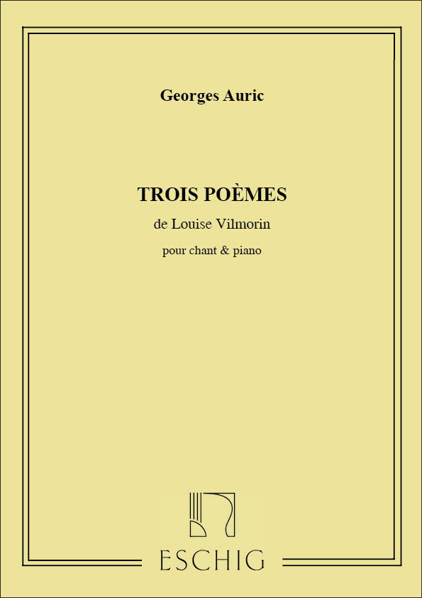 EDITION MAX ESCHIG 3 Poemes De Vilmorin Ch-Piano