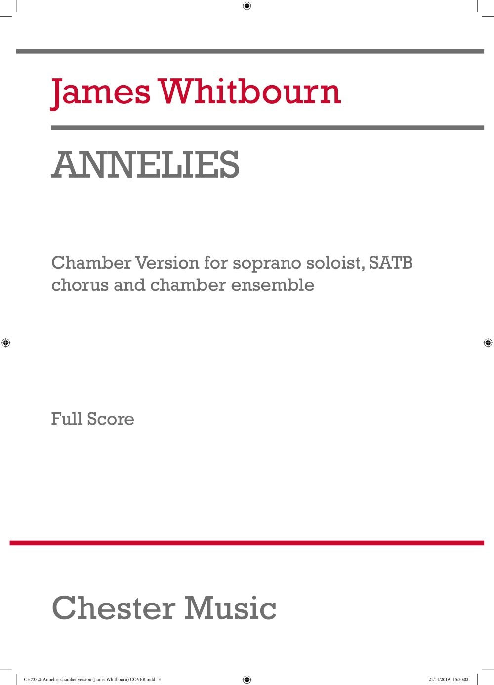 CHESTER MUSIC Annelies (Chamber Version)
