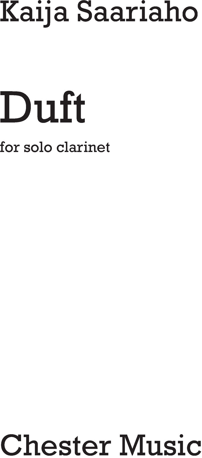 CHESTER MUSIC Duft for Solo Clarinet