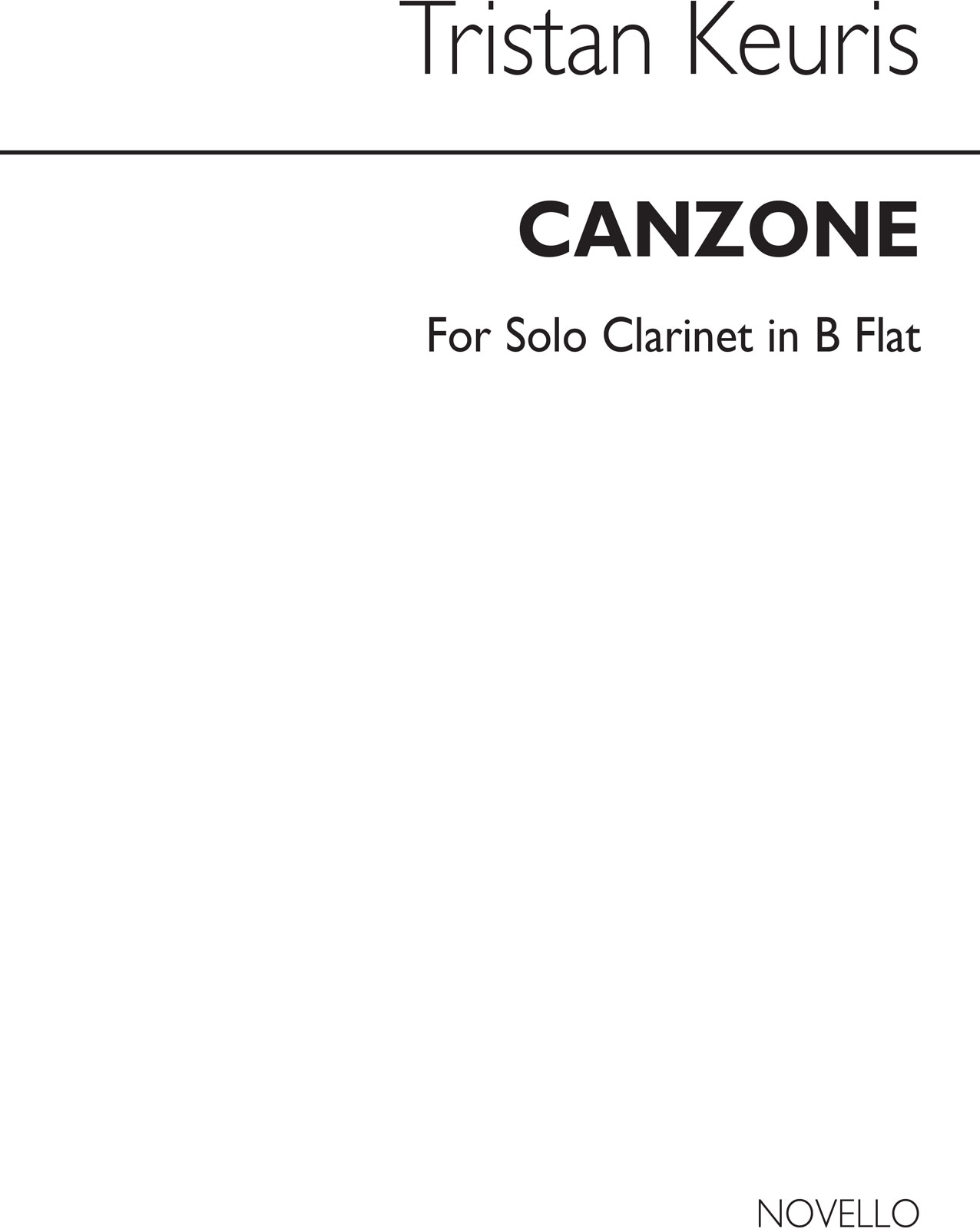 NOVELLO Canzone For Clarinet Solo