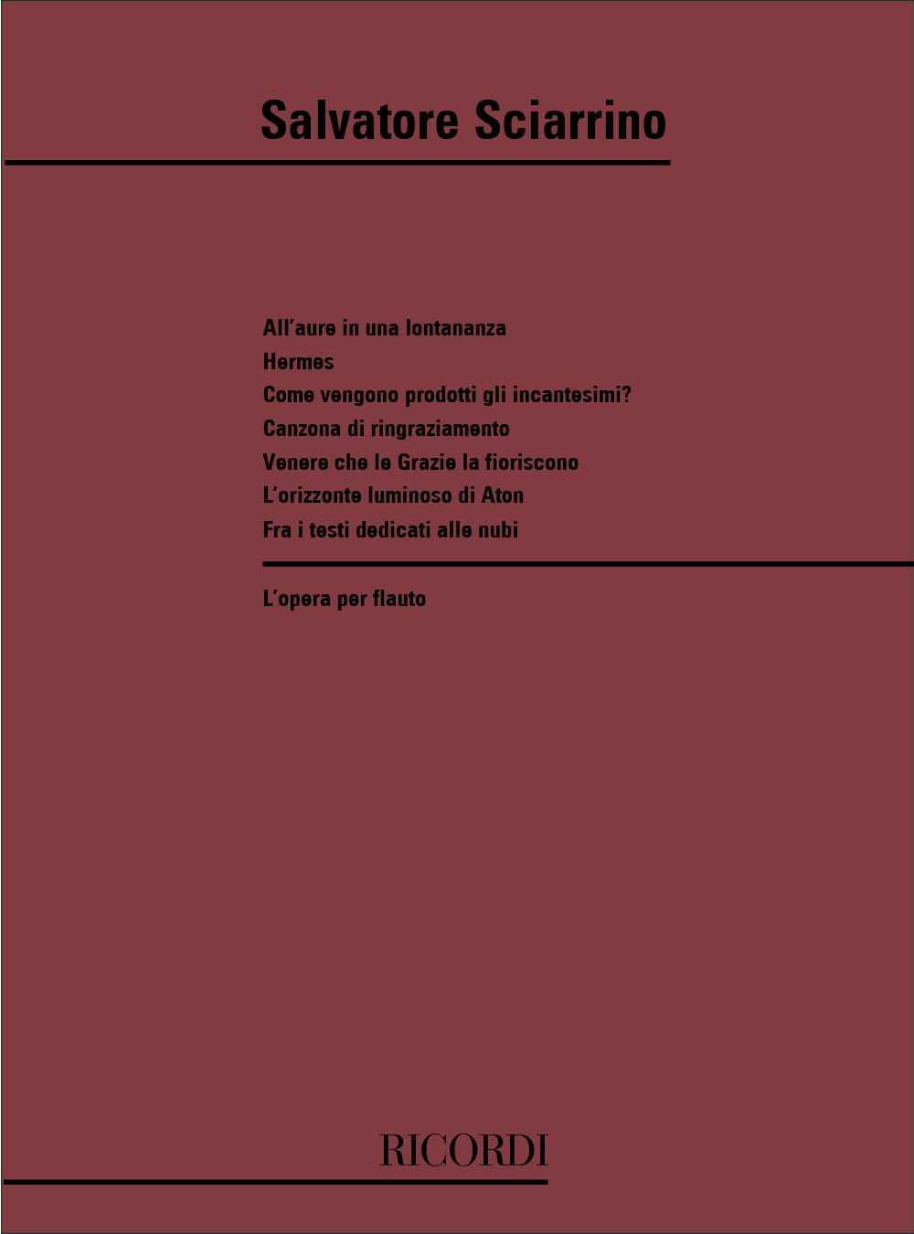 RICORDI L'Opera Per Flauto 1