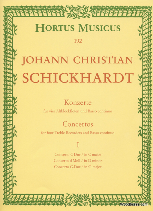 BARENREITER SCHICKHARDT J.C. - SECHS KONZERTE FÜR VIER ALTBLOCKFLÖTEN UND BC - HEFT 1