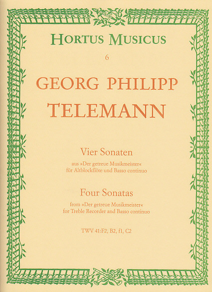HORTUS MUSICUS Telemann G.PH. - 4 Sonaten - Flute A Bec et BC