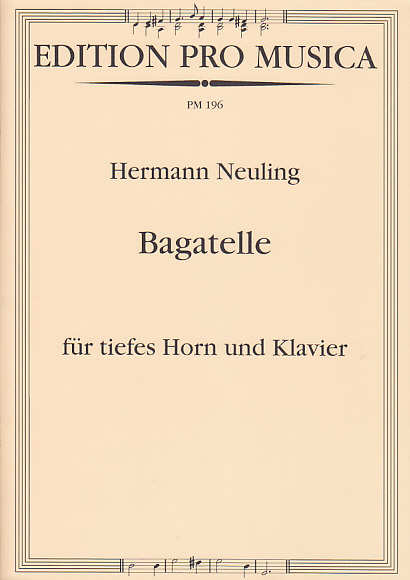 HANS GERIG Neuling H. - Bagatelle - Cor et Piano