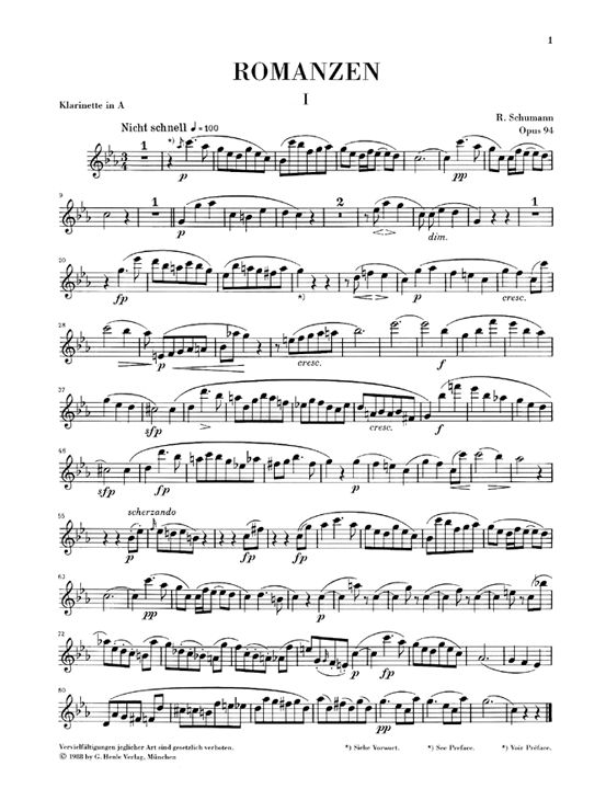 Sheet Music Schumann R. Romances For Oboe (or Violin Or