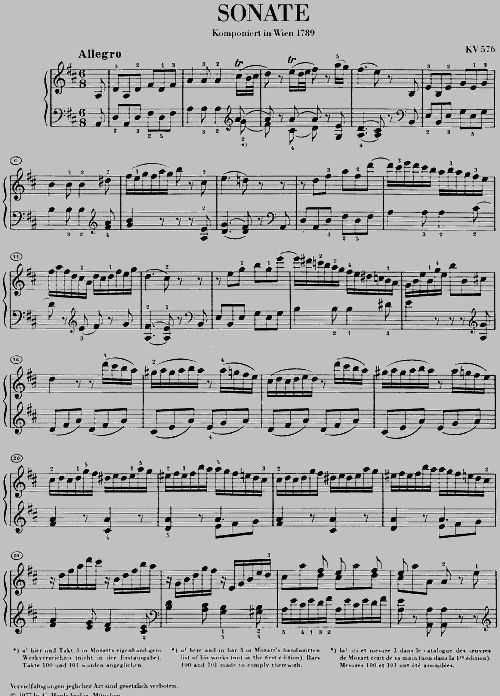 Sheet Music Mozart W.a. Piano Sonata D Major K. 576 (Piano solo)