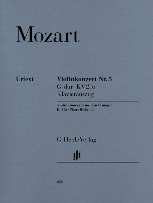HENLE VERLAG MOZART W.A. - VIOLIN CONCERTO NO. 3 G MAJOR K. 216