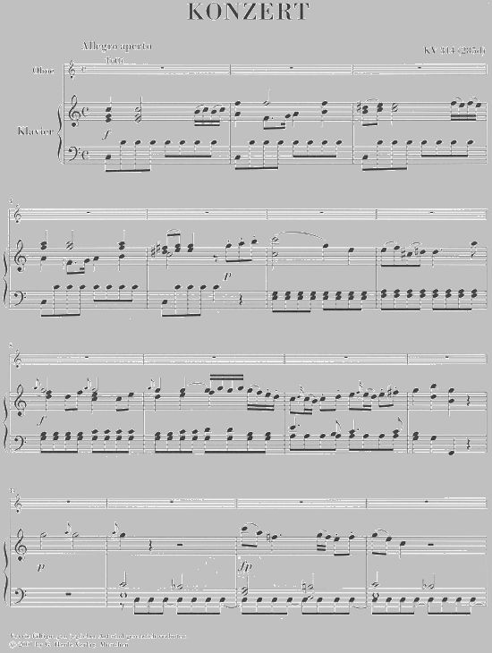 Sheet Music Mozart W.a. Concerto For Oboe And Orchestra C Major K