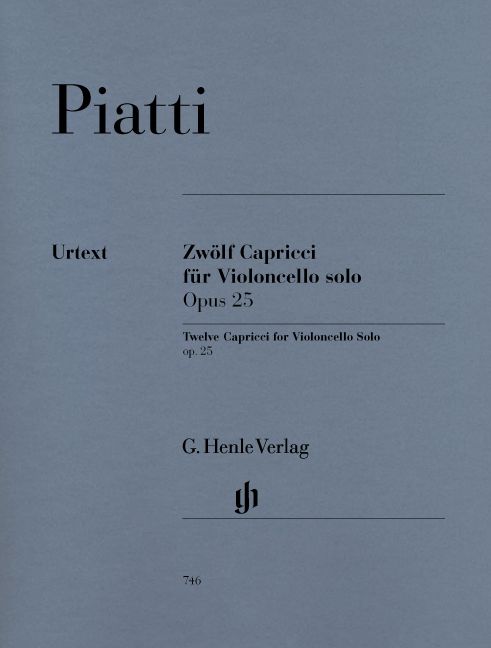 HENLE VERLAG PIATTI A. - 12 CAPRICCI OP. 25 FOR VIOLONCELLO SOLO