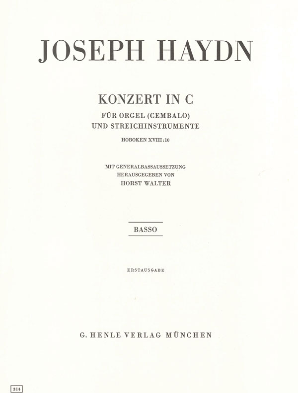 HENLE VERLAG HAYDN J. - CONCERTO FOR ORGAN (HARPSICHORD) WITH STRING INSTRUMENTS C MAJOR HOB. XVIII:10 