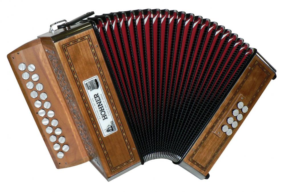 HOHNER DIATONISCHES AKKORDEON HOHNER MORGAN II TASTEN IN G/C -NATURHOLZSORTIMENT INKLUSIVE TASCHE