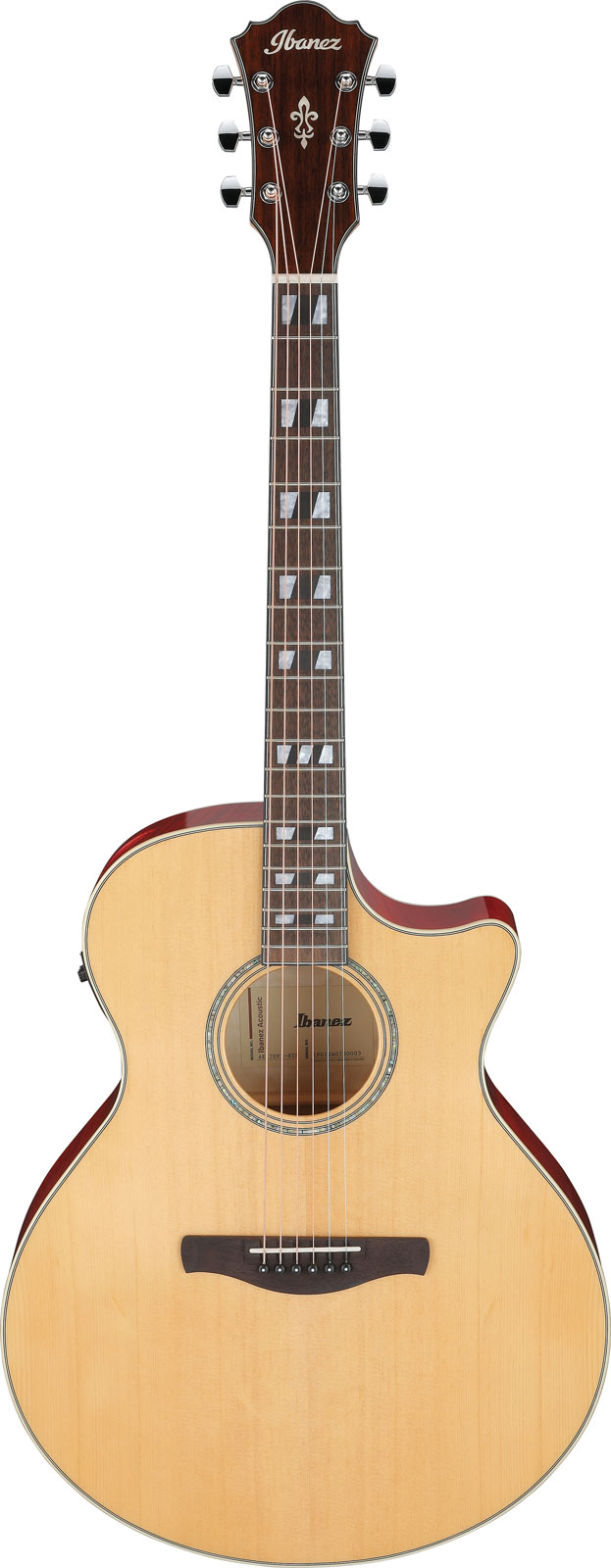 IBANEZ Ae170-Ntr Natural High Gloss Top, Transparent Red High Gloss Back And Sides