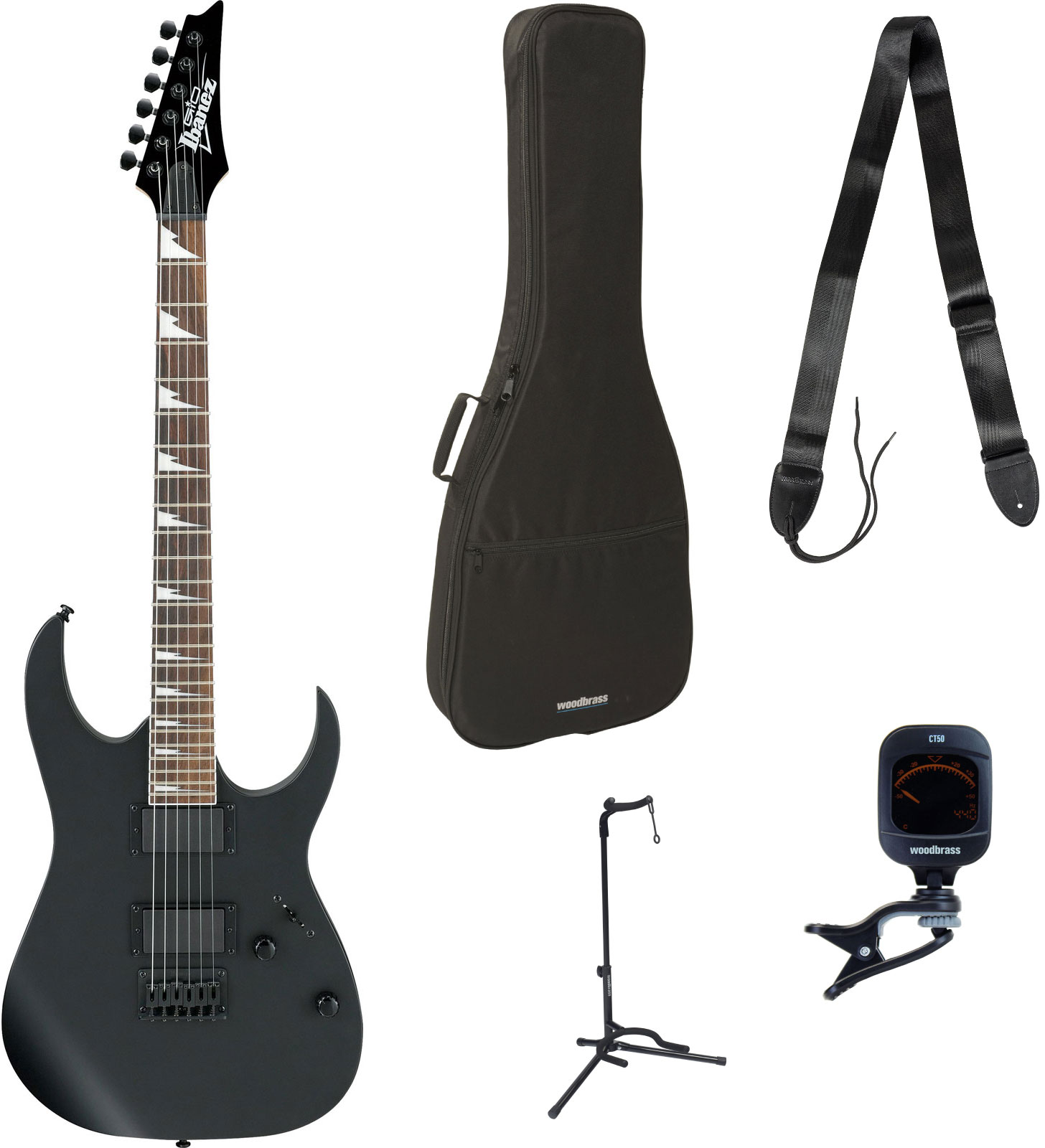 IBANEZ Pack Grg121Dx-Bkf-Black Flat Gio + Accessories