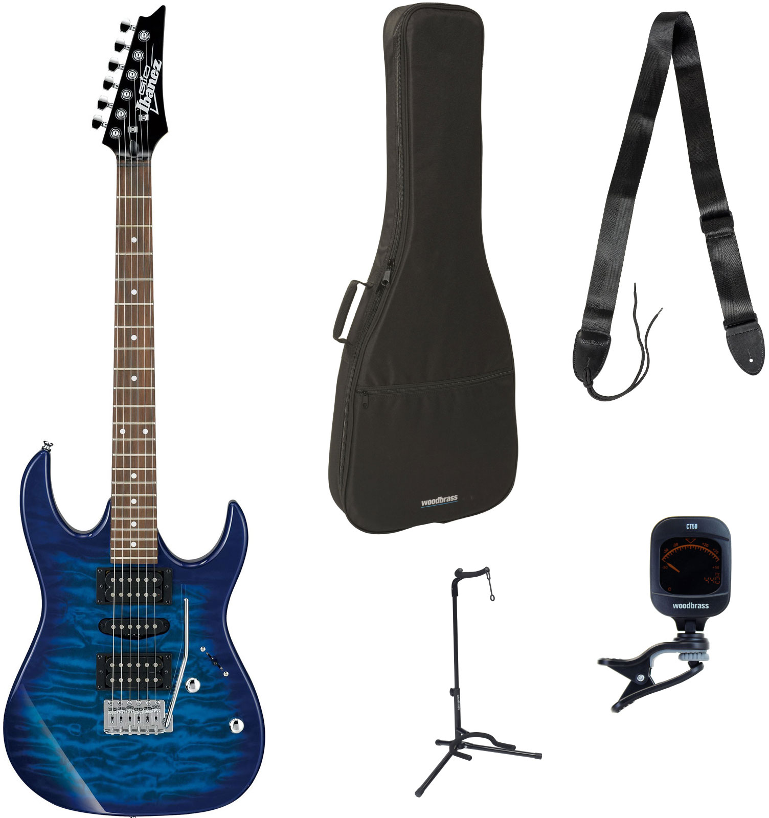 IBANEZ Pack GRX70QA-tbb-transparent Blue Burst Gio + Accessoires