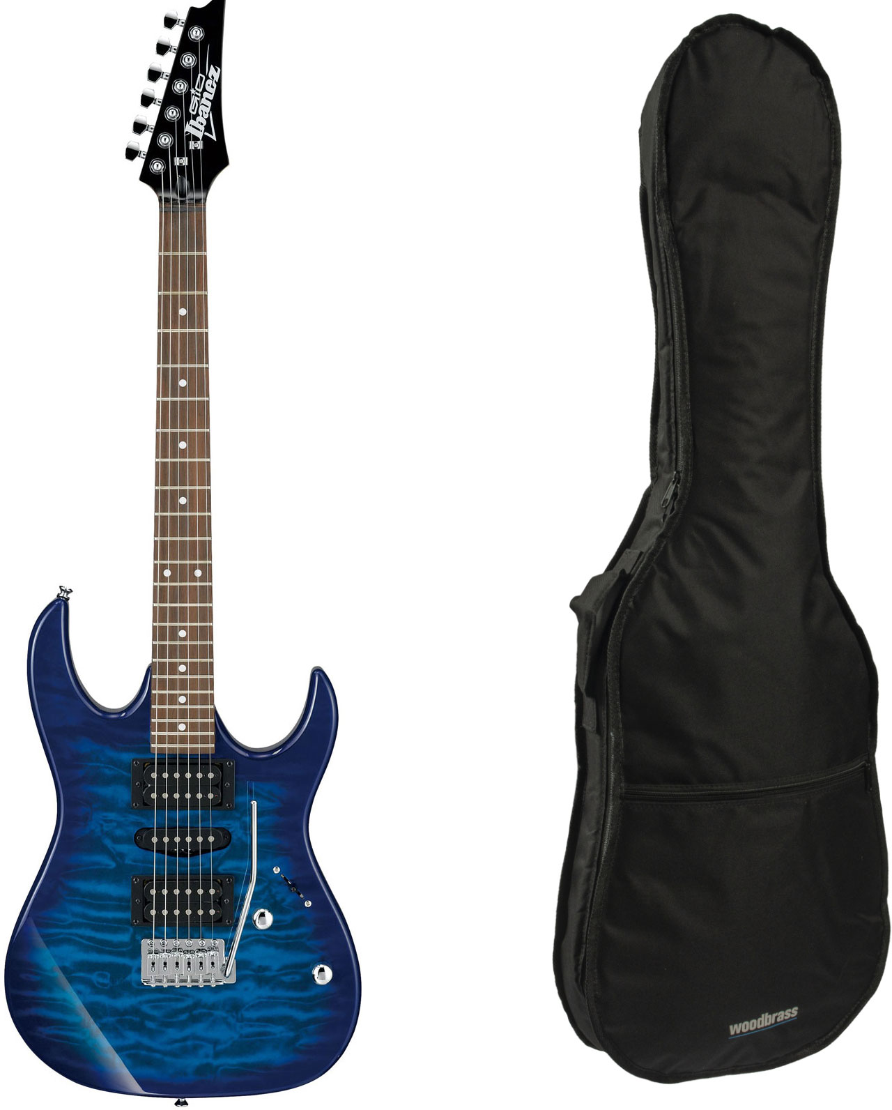 IBANEZ Pack Grx70Qa-Tbb-Transparent Blue Burst Gio + Gigbag