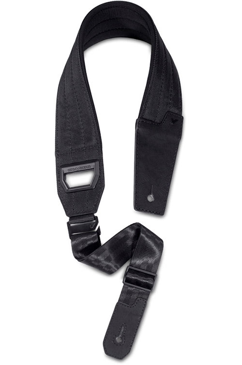 GRUVGEAR Fabrk - Fabric strap, neoprene back, vegan leather ends extra long - Black