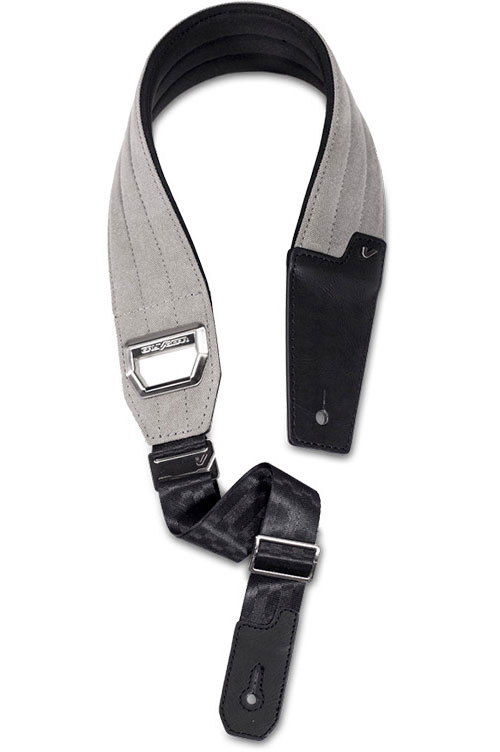 GRUVGEAR Fabrk - Fabric strap, neoprene back, vegan leather ends extra long - Gray
