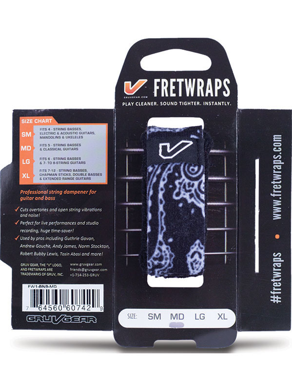 GRUVGEAR FretWraps, Black Bandana - Small