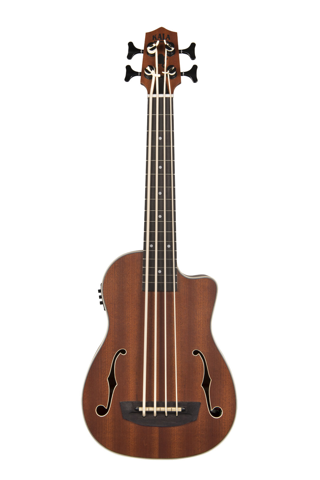 Kala Journeyman Mahogany Acoustic-Electric U-Bass With F-Holes - Black