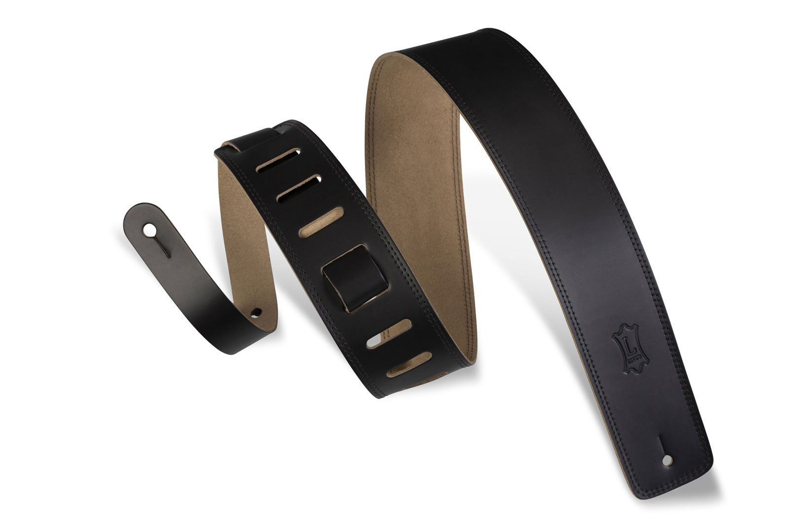 LEVYS 6.4 CM STANDARD LEATHER WITH BLACK BORDER STITCHING