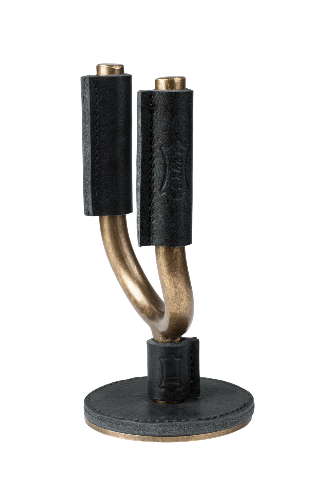 LEVYS FGHNGR-BRBK WALL STAND IN WROUGHT IRON BRASS WITH LEATHER PROTECTIONS