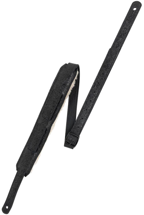 LEVYS THE REINER DELUXE - FLORENTINE SHOULDER STRAP WITH SHEEPSKIN BACK, BUCKLE FOR ADJUSTEMENT - BLACK