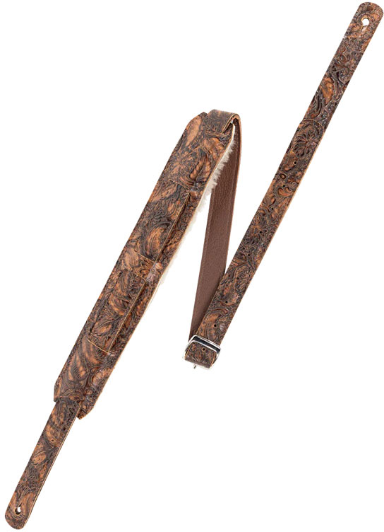 LEVYS THE REINER DELUXE - FLORENTINE SHOULDER STRAP WITH SHEEPSKIN BACK, BUCKLE FOR ADJUSTEMENT - BROWN