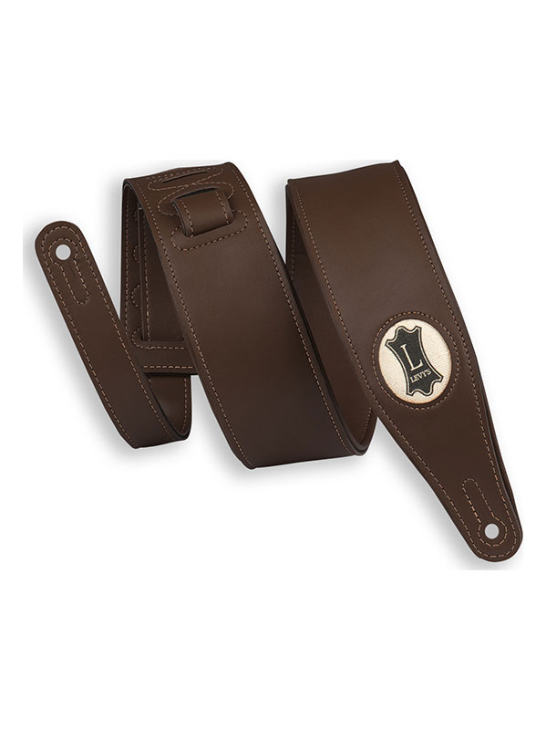 LEVYS VEGAN LEATHER STRAP WITH LEVY'S LOGO IN HEMP, 6,4 CM - DARK BROWN
