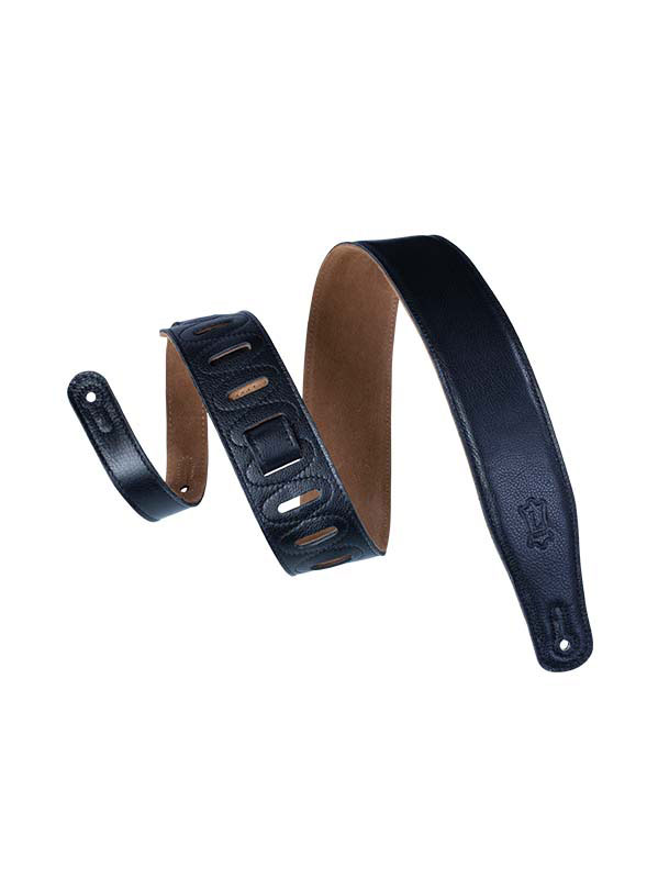 LEVYS PADDED LEATHER, SUEDE BACK, 6.4 CM - BLACK