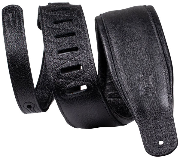 LEVYS PADDED PREMIUM LEATHER STRAP, 8,25 CM - BLACK-BLACK