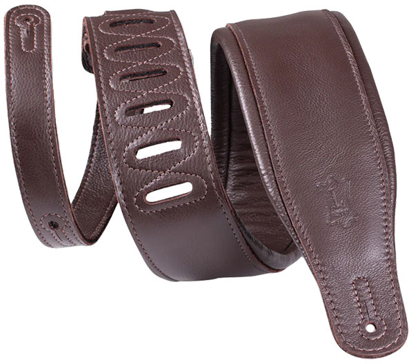 LEVYS PADDED PREMIUM LEATHER STRAP, 8,25 CM - DARK BROWN-DARK BROWN