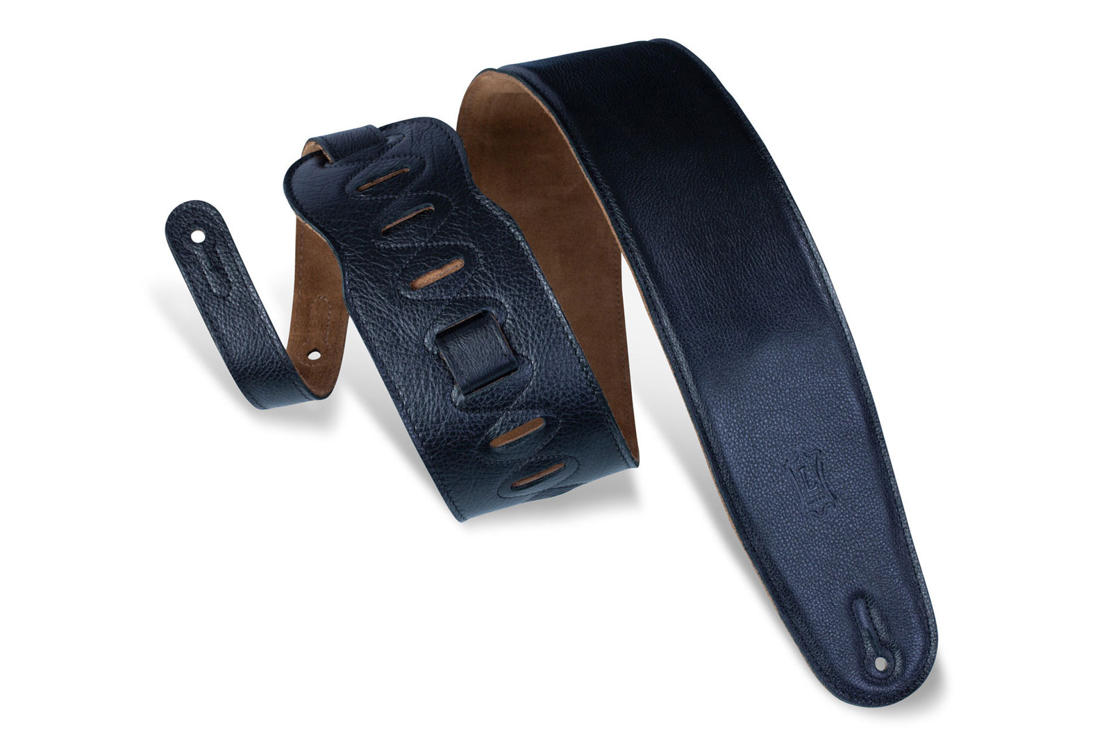 LEVYS PADDED LEATHER, SUEDE BACK, FOR BASS, 9CM - BLACK