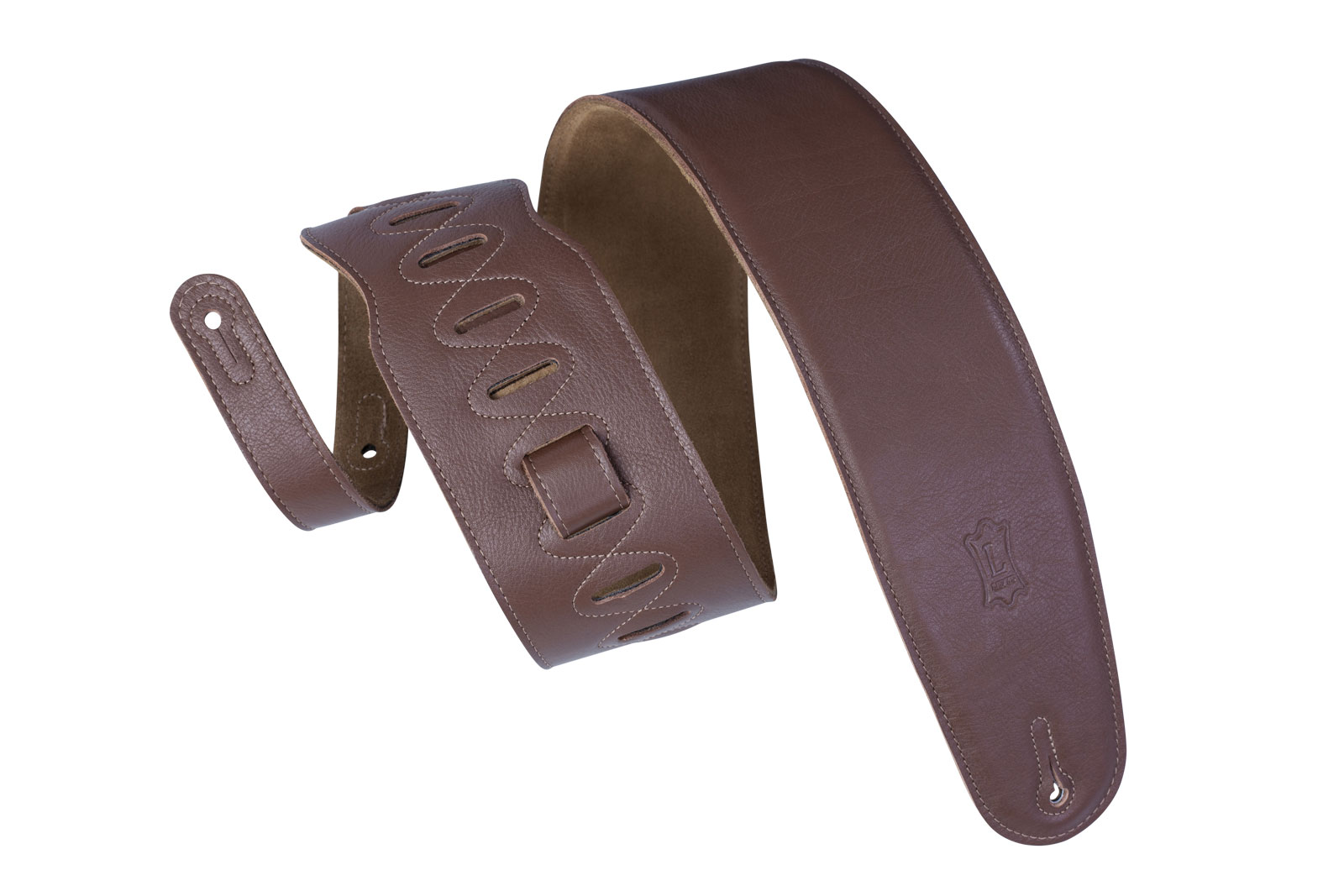 LEVYS PADDED LEATHER, SUEDE BACK, FOR BASS, 9CM - BROWN